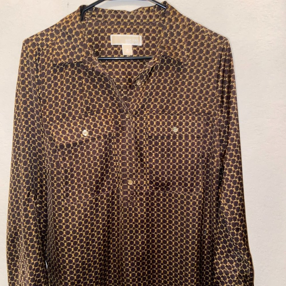 Michael Kors Women's Long Sleeve Half Button Up Size M